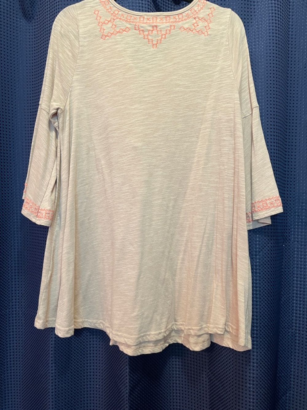Umgee Cream Tunic with Coral Embroidery - Picture 9 of 11
